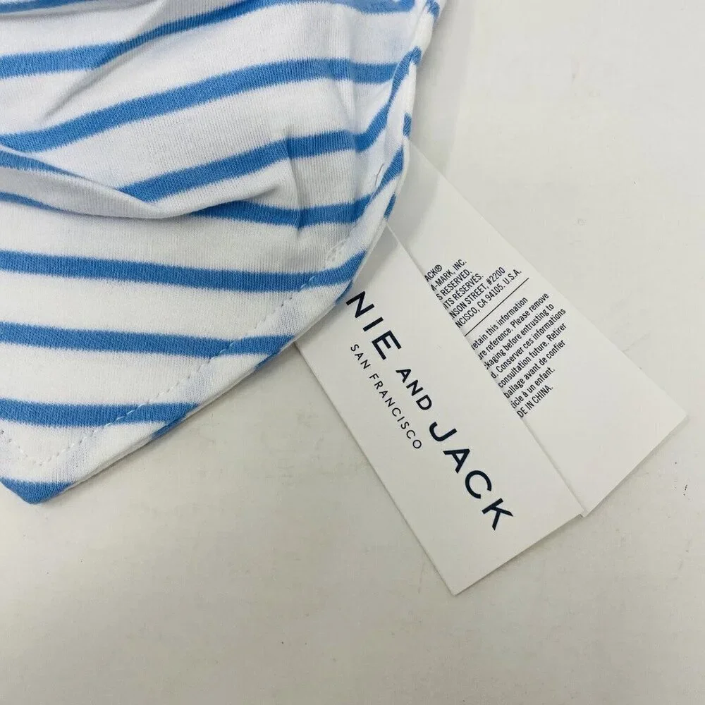 Janie‎ and Jack Baby Boys Newborn One Size Striped Bandana Bib in White/Blue $14